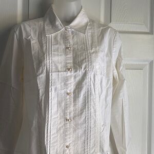 New York & Co. Pleated Front Stretch Shirt ~ M